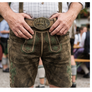 Vintage Leather Lederhosen Belt, Bavarian Trachten Belt with Deer Buckle, German Oktoberfest Belt, Brown Distressed Leather Belt, Alpine Costume\
